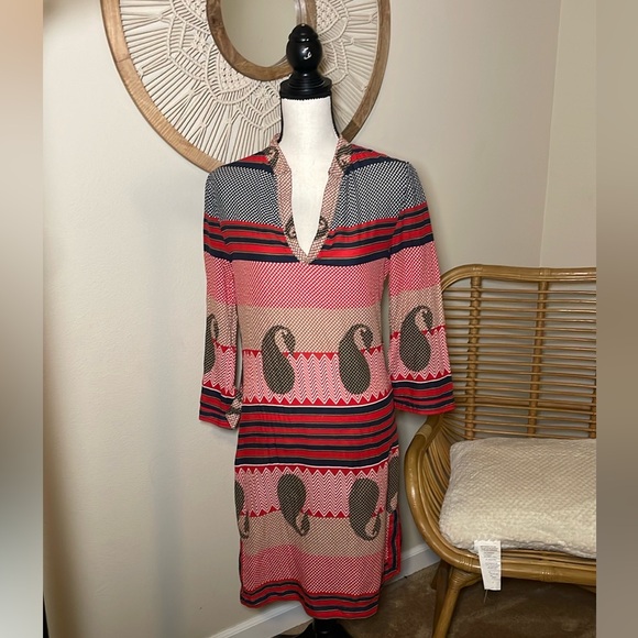 Tory Burch Kaftan Tunic Dress/ beach coverup size 8 - Picture 1 of 11